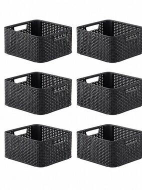 Container Store set of 6 curver basket weave storage basket with handles